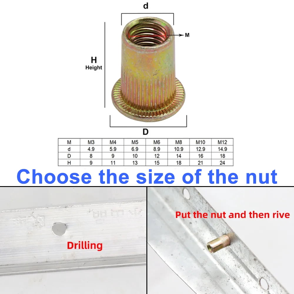 iMeshbean Hand Rivet Nut Gun Head Nuts Rivet Nut Tool Manual Riveter Rivnut Tool Accessory with a Hand Drill for Nuts M3 M4 M5 M6 M8 M10 Simple installation