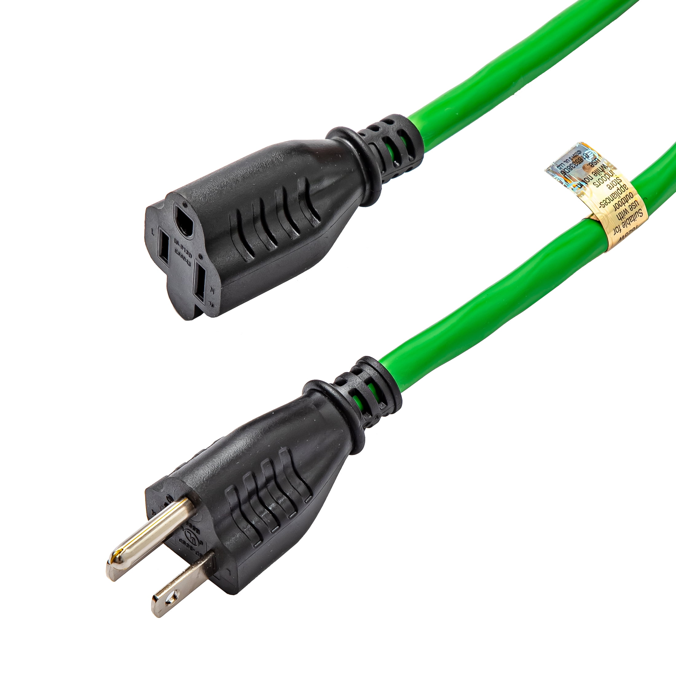 Hyper Tough 16AWGX3C 100ft Indoor and Outdoor Light Duty High Visibility Green Vinyl Extension Cord