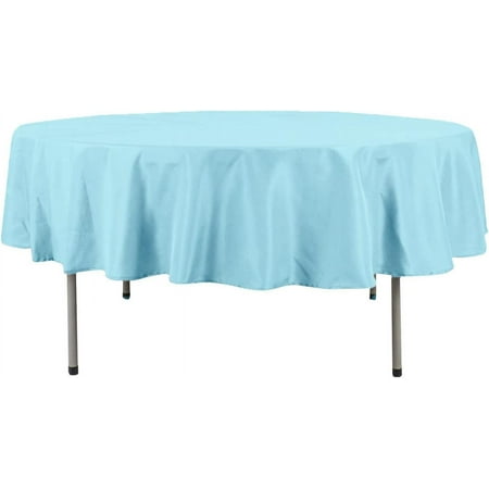 

90 inch Light Blue Round Polyester Tablecloth Fabric Table Cover Linens for Wedding Party Banquet Reception Events Kitchen Dining