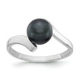 thumbnail image 1 of 14K White Gold Ring Band Pearl Freshwater Black 7mm FW Cultured, Size 6, 1 of 5