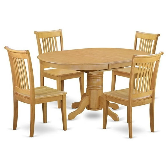 Pemberly Row 5-piece Dining Set with Wood Seat in Oak