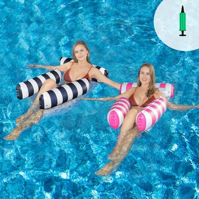 2 Pack Pool Hammocks, Inflatable Pool Mattresses, 4 in 1 Floating Recliner Float Hammock, Water Hammock, Inflatable Floats and Mattresses, Inflatable Pool Accessories