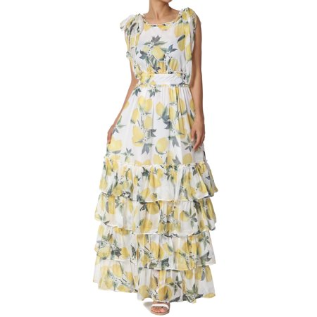 tiered ruffle maxi dress themogan sleeveless lemon junior romantic dialog displays option button additional opens zoom