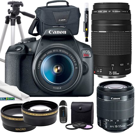 Canon EOS Rebel T7 DSLR Camera with EF-S 18-55mm IS II Zoom Lens +Canon EF 75-300mm f/4-5.6 Lens +Deal-Expo Pro Bundle