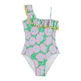 thumbnail image 2 of XDZJLR Girls Swimsuit for Ruffled Children's Shoulder Neck Printed Bikini Swim Suit Green 8-9 Years, 2 of 7