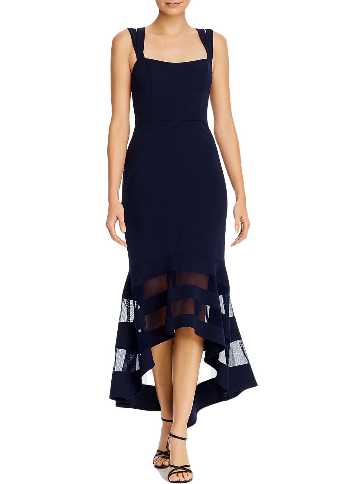 Aqua Womens Illusion Hem Hi-Low Formal 