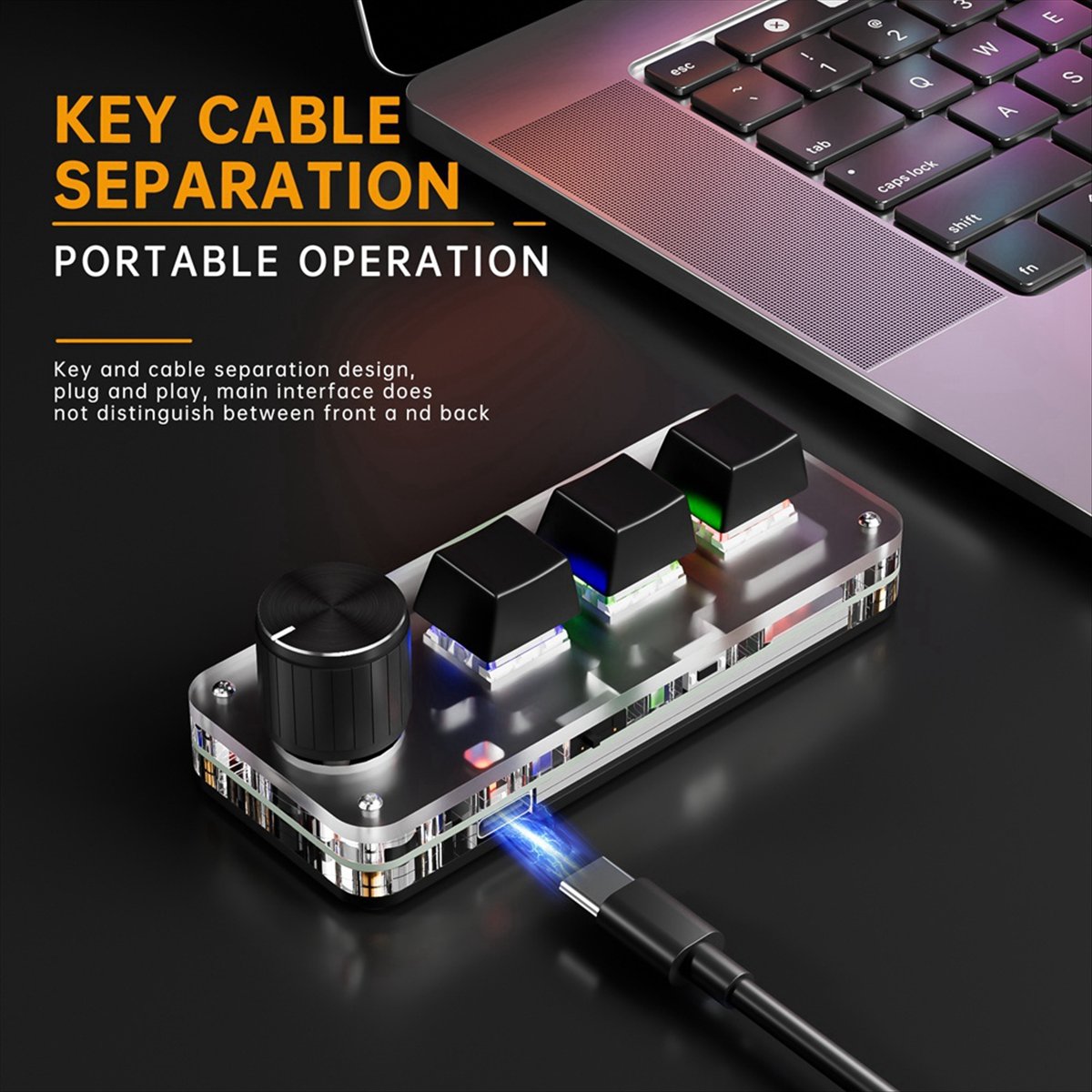 Mini Mechanical Keyboard 3 Key 1 Knob Macro Custom Keyboard Gaming Programming Bluetooth Keyboard Keypads Black