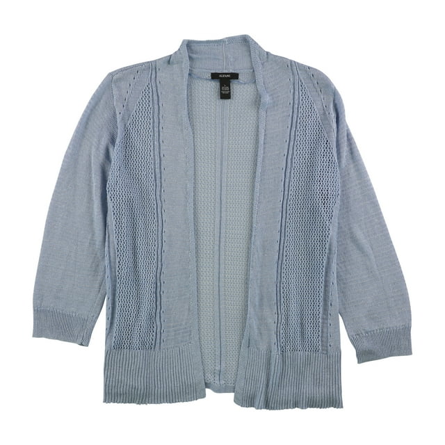 Alfani Womens Mixed Media Cardigan Sweater, Blue, X-Large