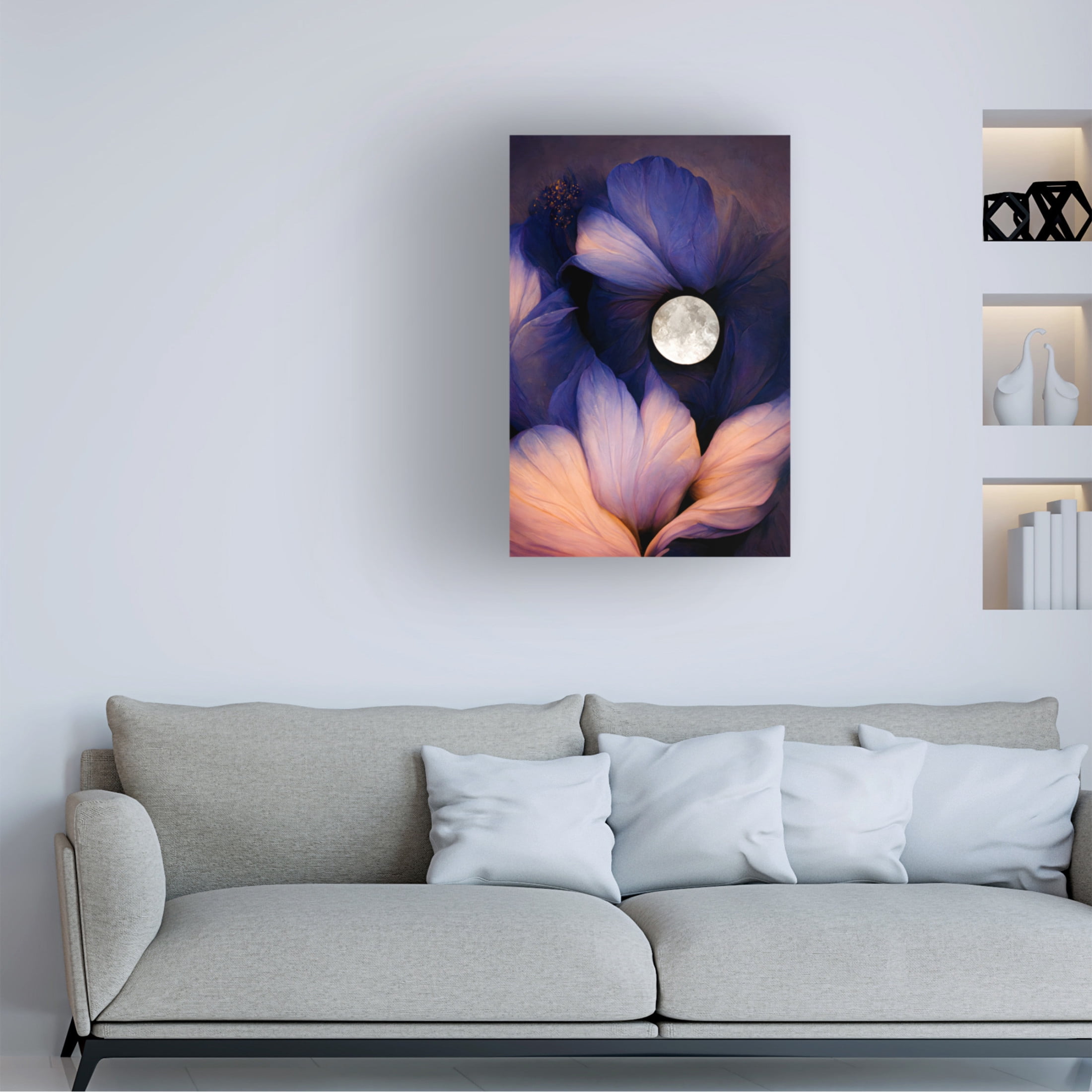Canvas Wall Art - Treechild 'The Moon Flowers' Wall Art for Living Room, Bedroom, or Office D?cor by Trademark Fine Art - 30 x 47 Inches