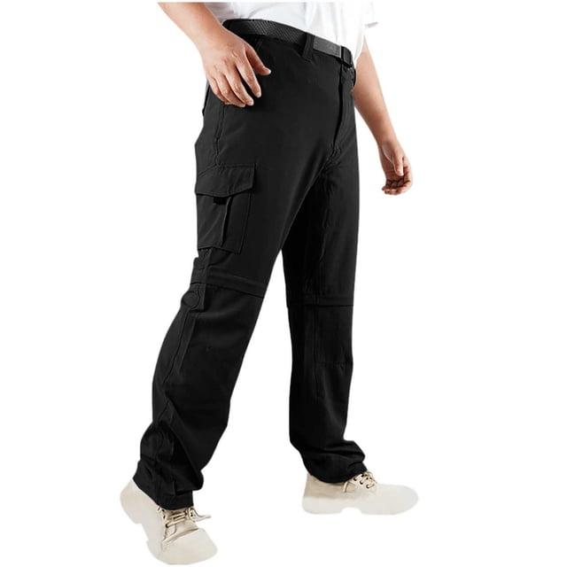 Pantalones largos de moda para hombre, casuales, de color sólido, con bolsillos y cremallera, cintura elástica, de poliéster.