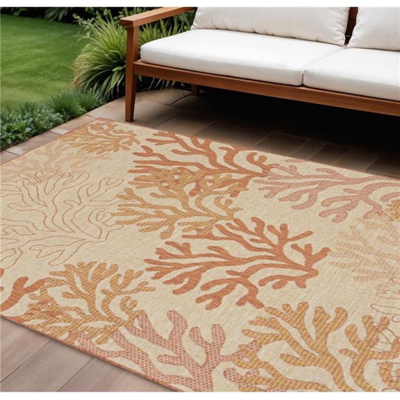 HomeRoots 551481 9 x 12 ft. Coral & Ivory Nautical Indoor & Outdoor Rectangle Area Rug
