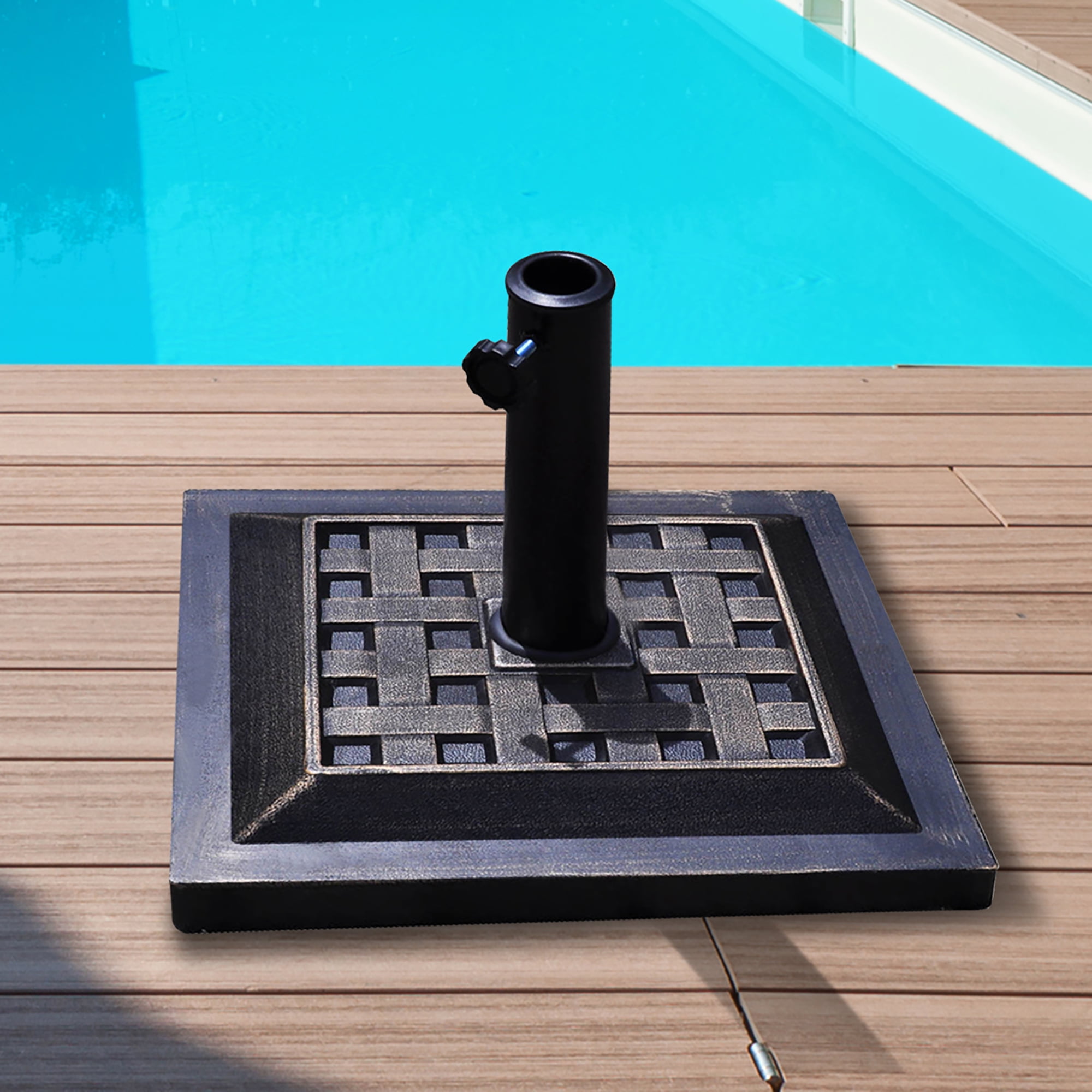 Costway 17.5'' Umbrella Base Stand Market Patio Standing Outdoor Living Heavy Duty (Square)