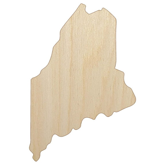 Maine State Silhouette Wood Shape Unfinished Piece Cutout Craft DIY Projects - 4.70 Inch Size - 1/8 Inch Thick
