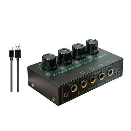 4 Channel Headphone Amplifier Portable Mini Earphone Splitter with Independent