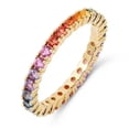 thumbnail image 2 of Rainbow Sapphire Eternity Wedding Band 925 Sterling Silver Yellow Gold Plated Gemstone Jewelry For Women Gift, 2 of 5