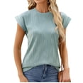 thumbnail image 6 of Summer Round Neck Women's Solid Color Short-sleeved Loose Casual T-shirt, 6 of 7