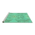 thumbnail image 2 of Ahgly Company Machine Washable Indoor Rectangle Abstract Turquoise Blue Modern Area Rugs, 2' x 5', 2 of 4