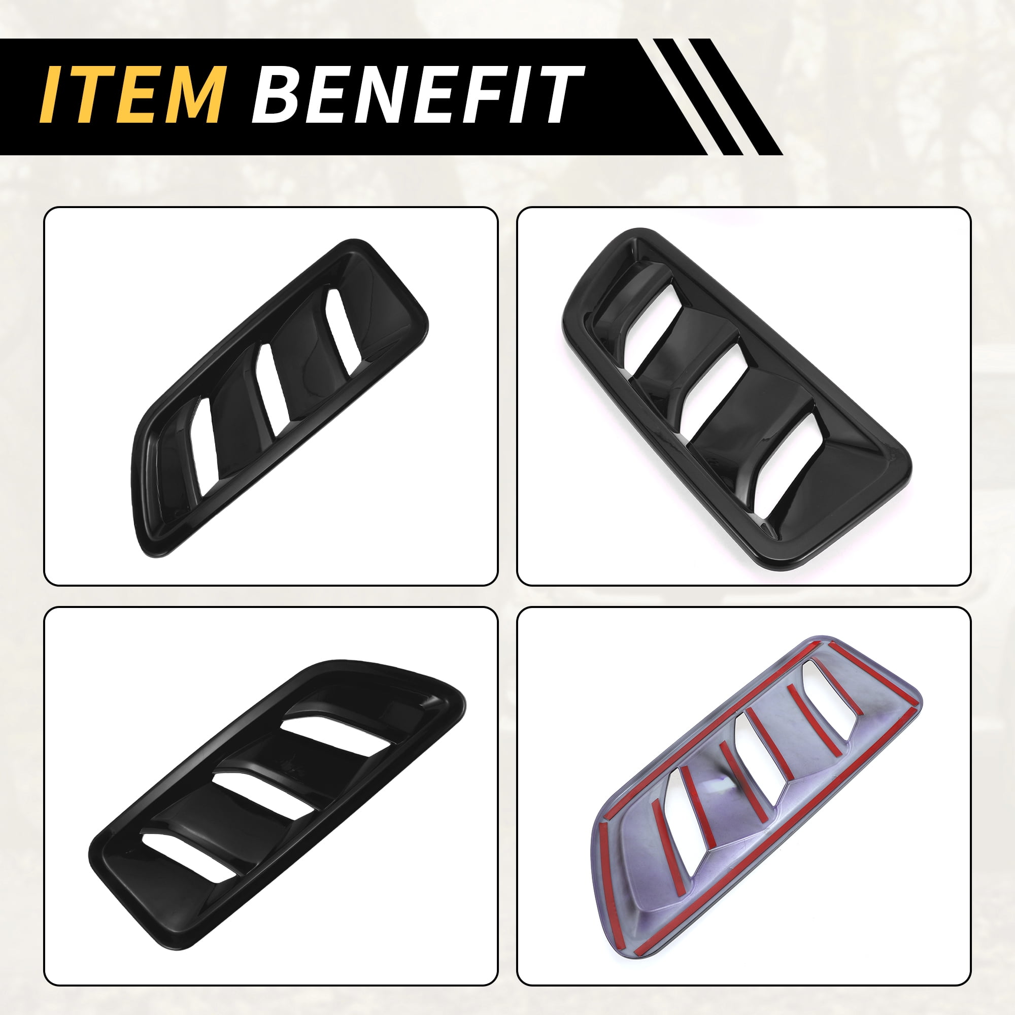 Unique Bargains 1 Pair Car Front Hood Air Outlet Vent Cover Trim for Jeep Wrangler JL JLU Gladiator 2018-2024 Hood Engine Bonnet Air Vent Outlet Cover Bezels ABS Black