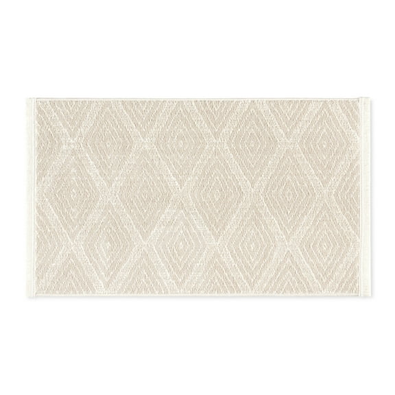 TOWN & COUNTRY EVERYDAY Rein Solid Diamond Everwash® Washable Area Rug with Non-Slip Backing, Pet Friendly Rug, Beige, 21"x35"