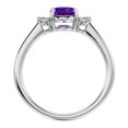 thumbnail image 3 of SuperJeweler 1 1/3 Carat Oval Shape Amethyst and Two Diamond Ring In Sterling Silver For Women, 3 of 6