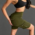 thumbnail image 2 of Stamzod Women's Short Leggings with Pockets Butt-Lifting Cargo Yoga Shorts Casual High Waisted Gym Workout Leggings Army Green-1 XXL, 2 of 5