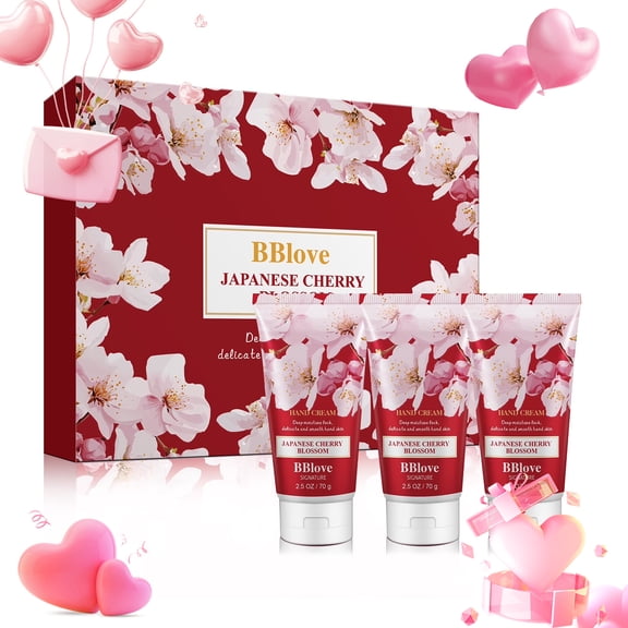 BBlove Hand Cream 3 Set,Bath and Body Kit,Japanese Cherry Blossom Scents,2.5 oz per Set