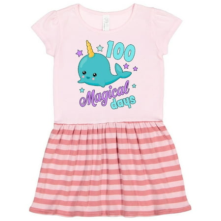 

Inktastic 100 Magical Days with Cute Narwhal Gift Toddler Girl Dress