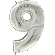 Silver Number 9 Gigaloon Giant Balloon 4 Ft Tall