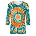thumbnail image 5 of CYMMPU Loose Fit Tunic Tops 3/4 Sleeve Crew Neck Tie Dye Blouses for Women Dressy Casual Summer Trendy Shirts Spring Tops Ombre T-Shirts Multicolor L, 5 of 5