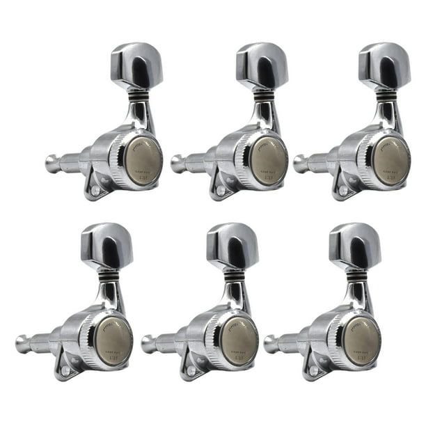 Clavijas de Afinación de Cuerdas de Guitarra Hugo 6 Piezas Cabezal Cerrado Plata Izquierda