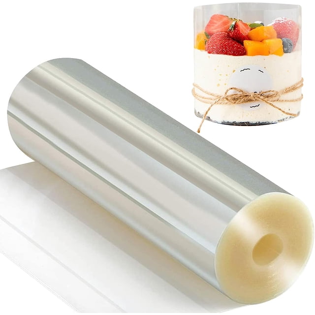 Película para bordes de tartas de 14cm x 10m, película decorativa de acetato transparente para decoración de tartas, chocolate, mousse, pasteles, anillos de postre
