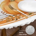 thumbnail image 3 of Fall Round Tablecloth, Fitted Table Cover with Elastic for 36"-44" Round Tables, Orange Pumpkin Thanksgiving Autumn Stripe Leaf Table Cloth Outdoor Indoor Dinning Party Waterproof Tablecloths, 3 of 7