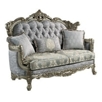 ACME Miliani Loveseat W/3 Pillows, Fabric & Antique Bronze Finish