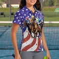 thumbnail image 2 of Binienty Patriotic Horse Racing Golf Shirt for Couple Relaxed Classic Fit Moisture Wicking Couple Shirt with Quarter Zip Versatile Tribal Short Sleeve Athletic Tops for Golf Running Sports, 2 of 7