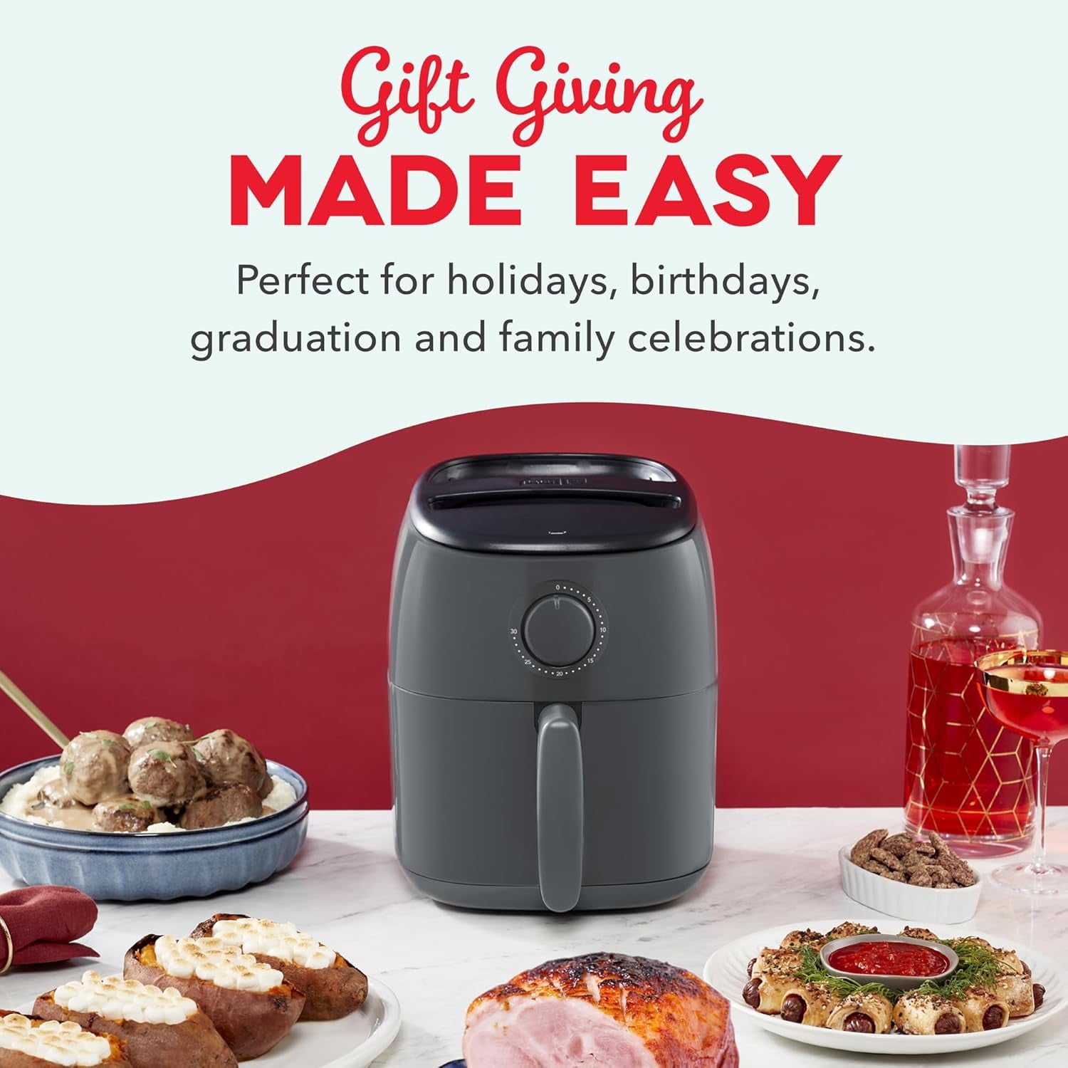 Dash Tasti-Crisp Air Fryer, 2.6 Quarts, Cool Grey with AirCrisp Technology and Auto Shut-Off