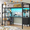 Black & Gray, variant on Twin Metal Loft Bed Frame with L-Shaped Desk & LED Lights & Charging Station, LED Twin Size Loft Bed with Storage Shelves & Drawers, No Box Spring Needed, Black