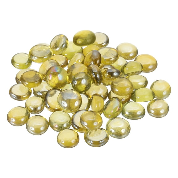Uxcell 50 Pack Flat Glass Marbles, Decorative Glass Pebbles Gems Marble Beads Gemstone Vase Fillers Beads for Home Decorative Art Craft Vase Filler, Brown(12-14mm)