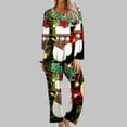 thumbnail image 2 of asdoklhq Cotton Pajamas for Women Ladies' Christmas Printed Casual Top Pants Pajama Set Red M, 2 of 6