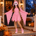 thumbnail image 6 of Satmonnus Pink Glitter Ghost Halloween Costume for G'irls, Hooded Ghost Costume Dress with Mask, Spooky Horror Halloween Party Cosplay Outfit for Masquerade and Themed Events, 6 of 7