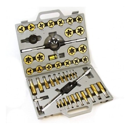 PRO-GRADE 45PC LARGE-DIAMETER TITANIUM SAE STANDARD TAP & DIE THREADING TOOL SET