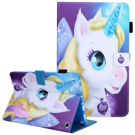 Wallet Case for Kindle Fire HD 10 Plus 2021, Fire HD 10.1-inch Cover 11th Gen 2021, Allytech Slim PU Leather with Shockproof TPU Multi-Angle Viewing Stand Auto Sleep Wake Case Sleeve, Lovely Unicorn
