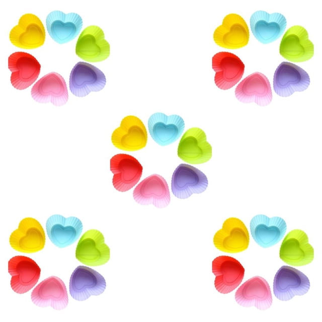 Yuarrent Revestimientos de silicona para cupcakes con forma de corazón, 6 uds., reutilizables, antiadherentes, para hornear magdalenas, molde Type2 NO2