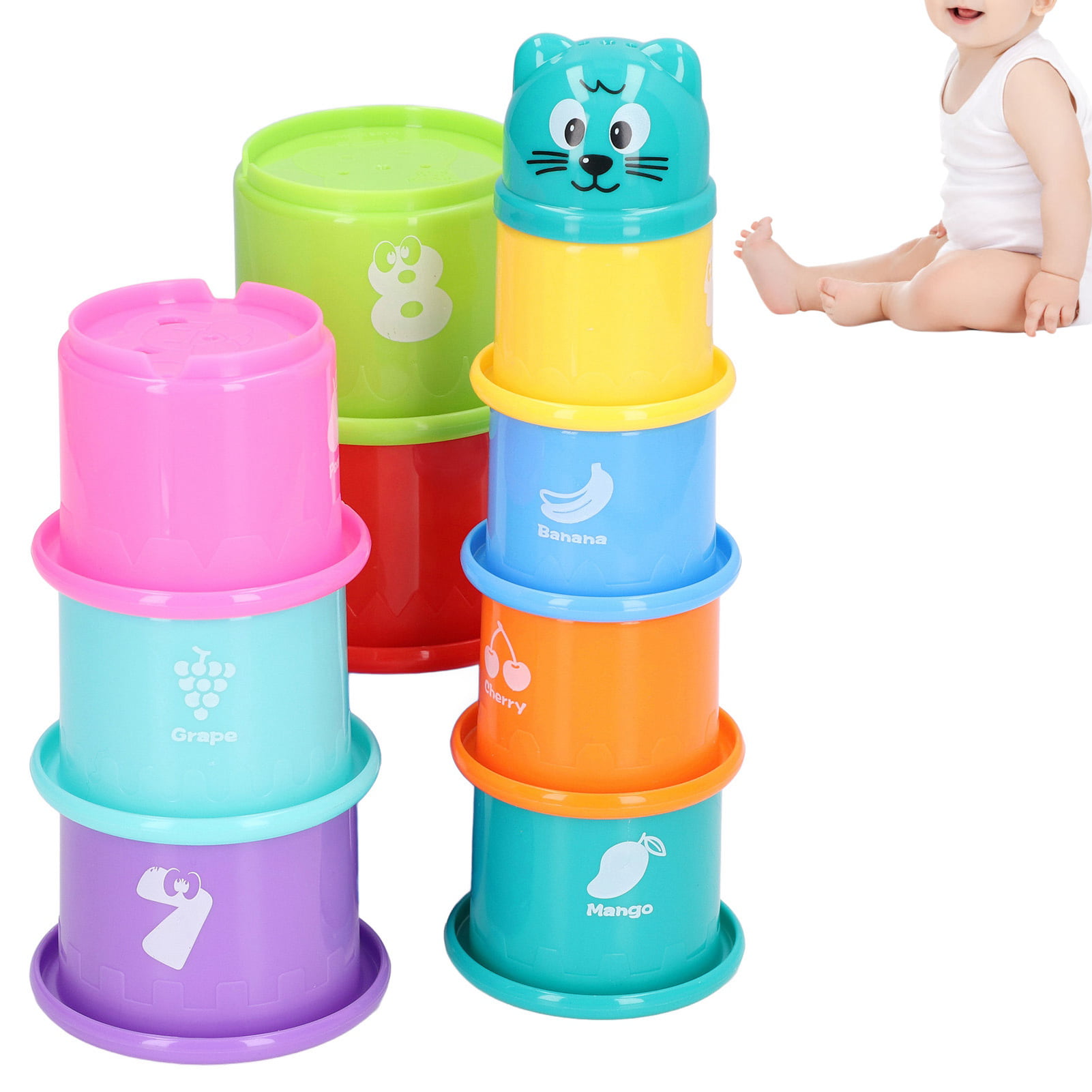 Baby Stacking Cups Toys For One Year Old Development Game Learn Colors Fun  Play