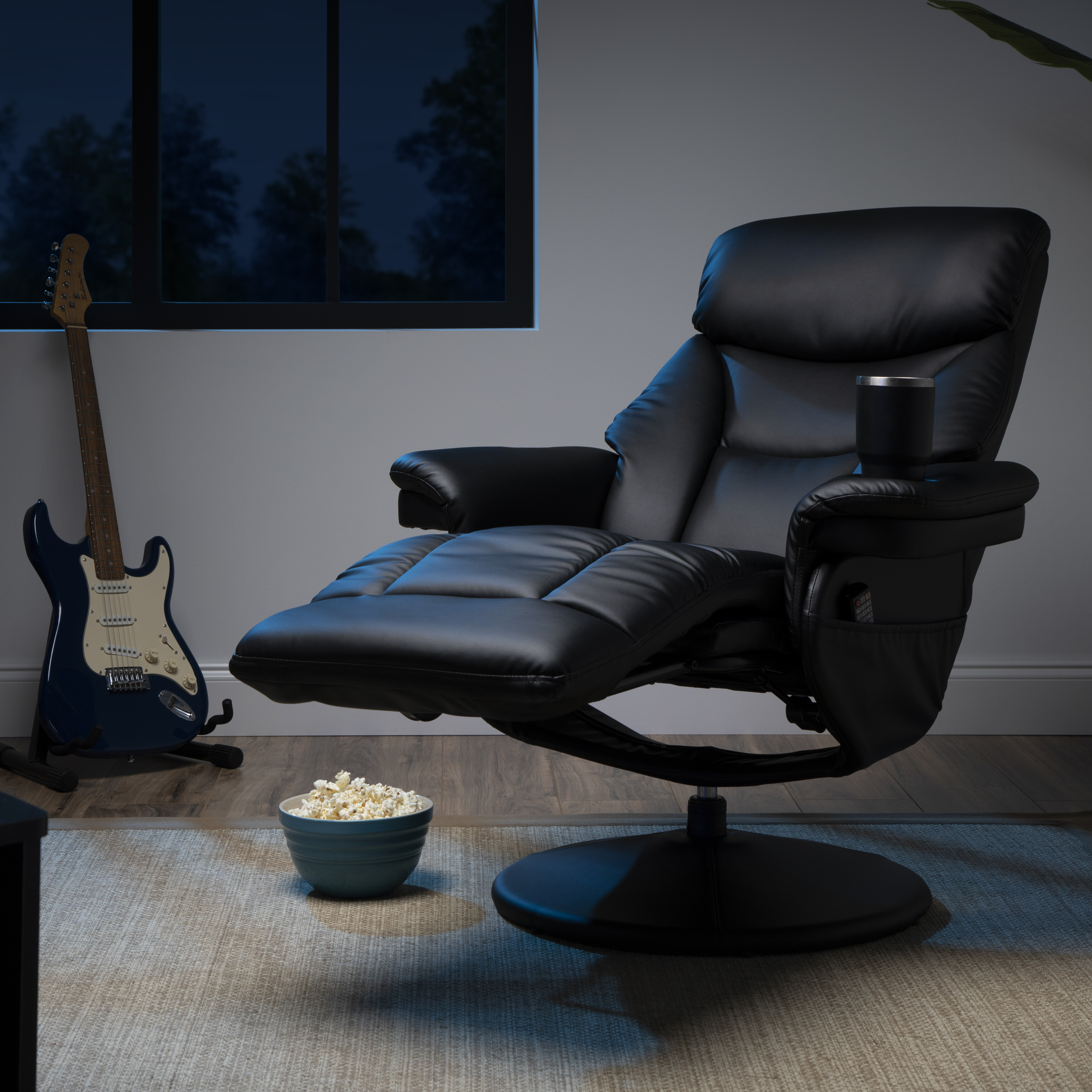 OFM Essentials Collection Home Entertainment Recliner, in Black (ESS-7070-BLK)