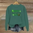 thumbnail image 2 of Fadeal Chandail en Molleton pour Femmes St Patricks Printemps Col Rond Imprimé Lettre St. Day Ample Décontracté Chandail à Capuchon St Patricks Day Vert Armée S, 2 of 4