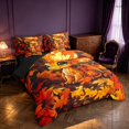 thumbnail image 2 of Manfei Cute Dragon Animals 7-Piece Twin Bedding,Trees Maple Leaf Bedding Comforter Set,Orange Red,Black Reversible, 2 of 6