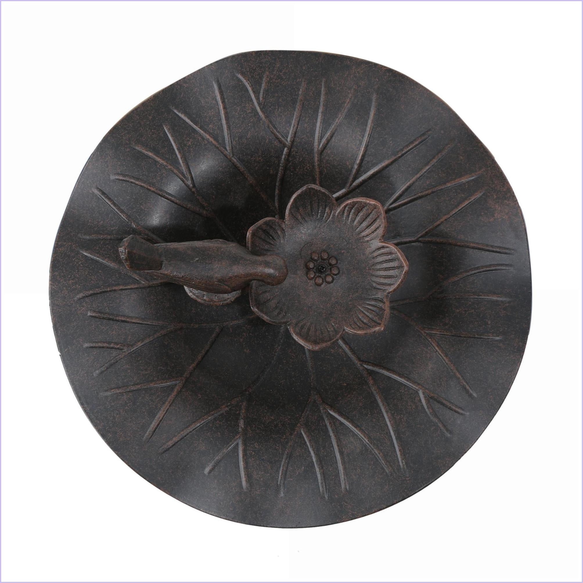 Gardening Accessory | Traditional Outdoor Aluminum Iron Bird Bath, Stable Base, For Patio Backyard Garden | Bronze