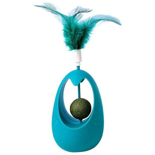 Juguetes interactivos para gatos, juguetes para mascotas, vaso para gatos, juguetes con plumas para gatos y gatitos. Azul