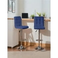 thumbnail image 3 of Bar Stools Set of 2, Adjustable Bar Stools, Armless Adjustable Swivel Barstools, PU Leather Hydraulic Kitchen Counter Height Bar Stools, Thickened Seat Cushion Square Island Barstools with Back, 3 of 7