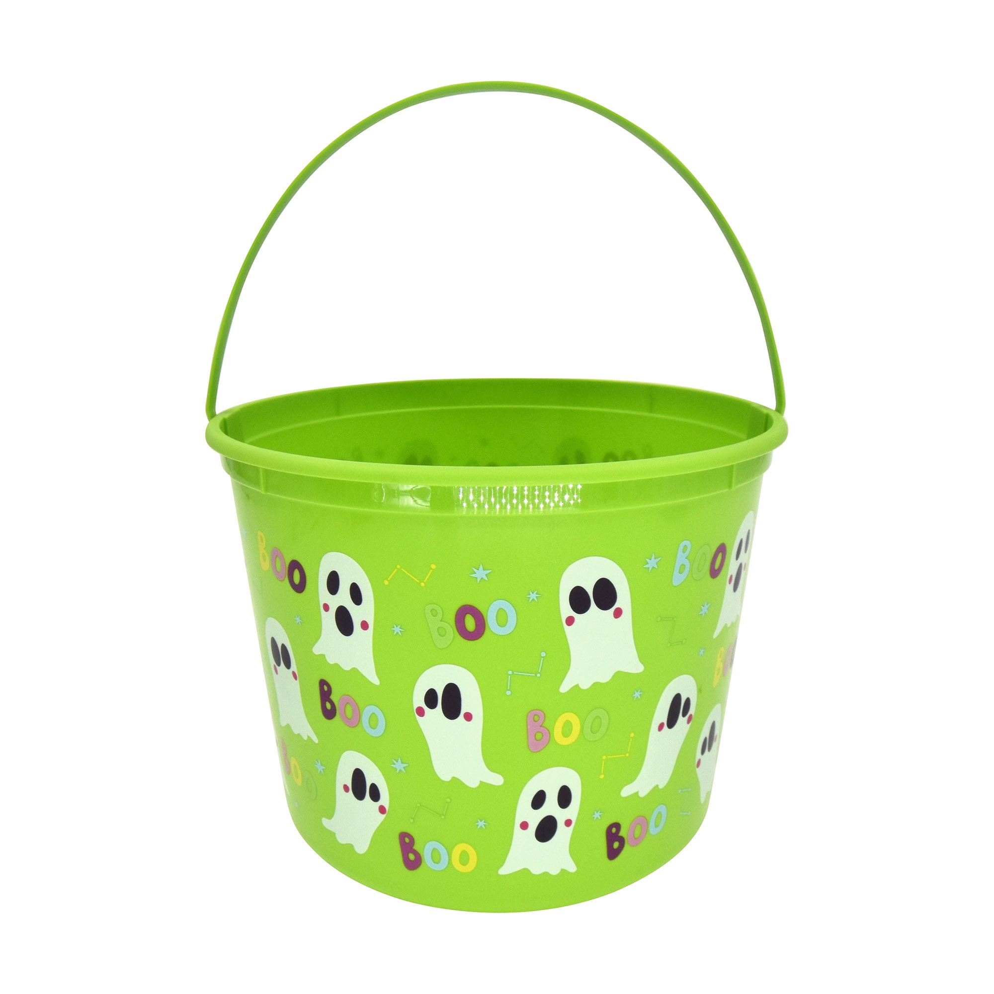 Halloween Green “Boo” Ghost Trick or Treat Plastic Pail for Kids, Party ...